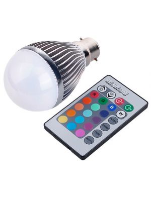 B22 RGB 7w LED Bulb Globe, 480 Lumens With Remote Control