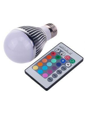E27 RGB 7w LED Bulb Globe, 480 Lumens With Remote Control