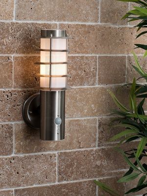 Grated Outdoor LED Wall Light with PIR Motion Sensor