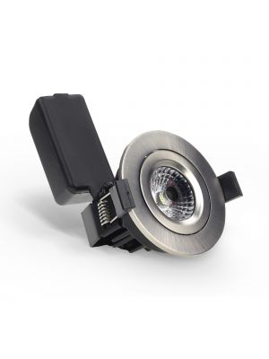 ExoLED Dimmable 8W COB Fire Rated Tilt LED Downlight, Satin Chrome