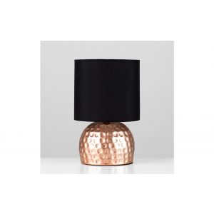 Cabosse Hammered Copper Painted Touch Table Lamp with Black Shade