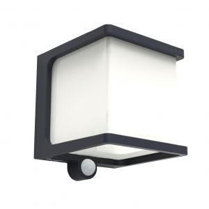 Doblo Charcoal Grey Solar Powered Outdoor LED Wall Light With Motion Sensor