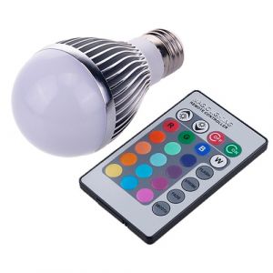 E27 RGB 7w LED Bulb Globe, 480 Lumens With Remote Control