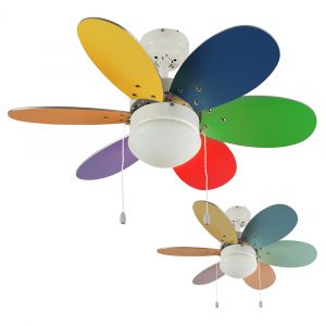 Candy Multi Coloured 30? Celling Fan with Opal Glass