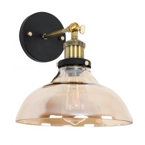 Wallace Steampunk Wall Light Amber with Glass Shade