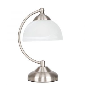 Stamford Table Lamp with Glass Shade in Brushed Chrome