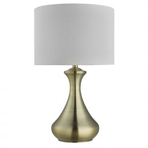 Mirrorstone Antique Brass Touch Table Lamp With Cream Fabric Shade 